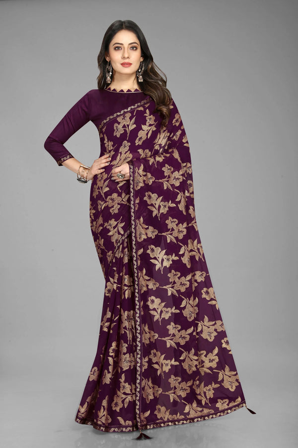 Georgette Rich All Over Foil Print Saree