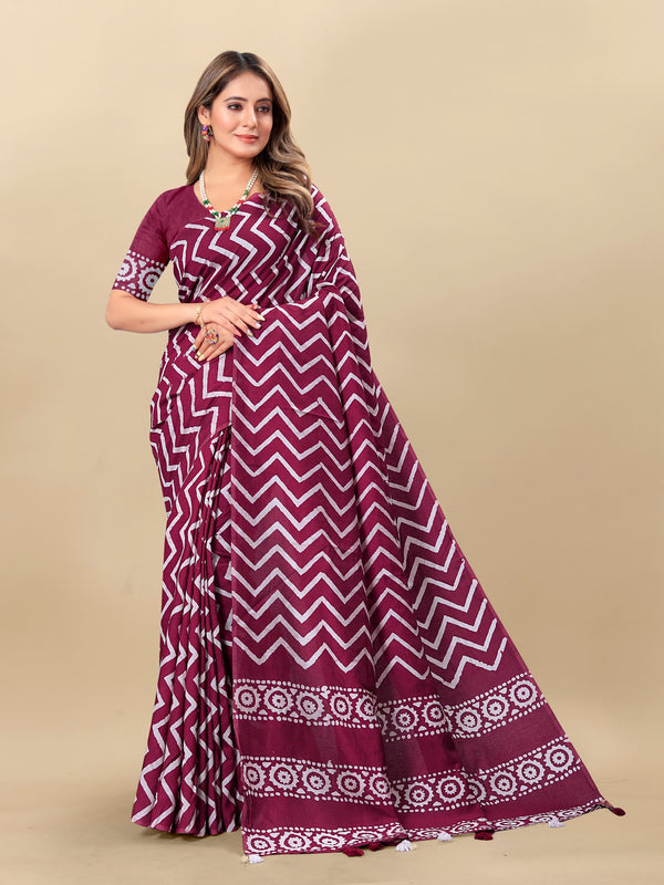 Hand Batik Printed Saree For Women