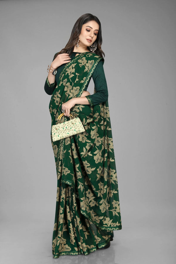 Georgette Rich All Over Foil Print Saree