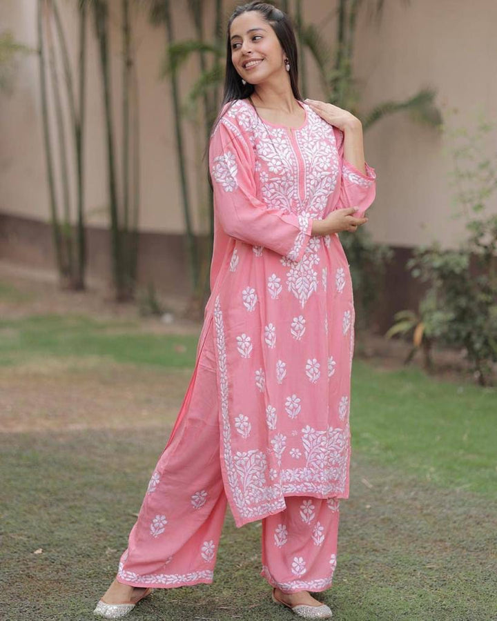 Women chikankari work Kurti and pants