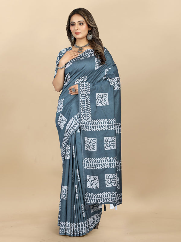 Hand Batik Printed Saree For Women