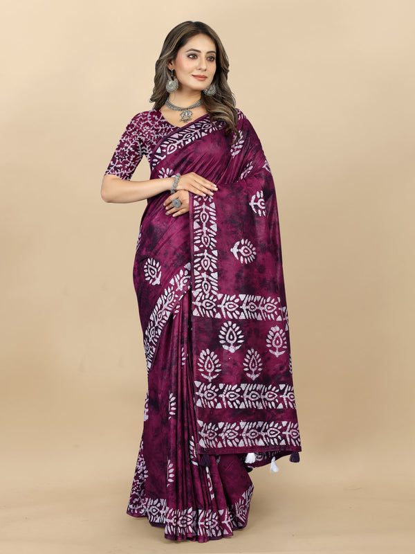 Hand Batik Printed Saree For Women