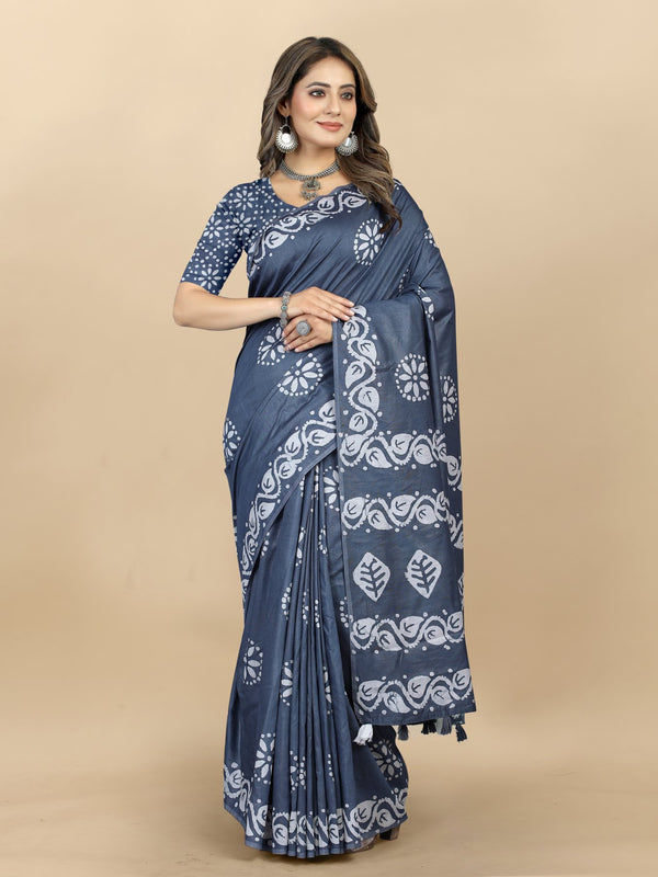 Hand Batik Printed Saree For Women