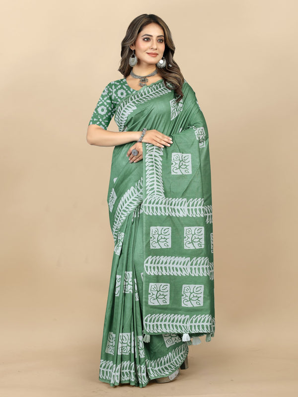 Hand Batik Printed Saree For Women