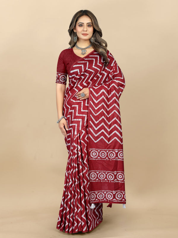 Hand Batik Printed Saree For Women