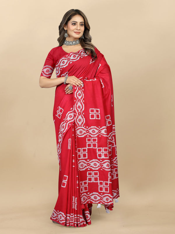 Hand Batik Printed Saree For Women