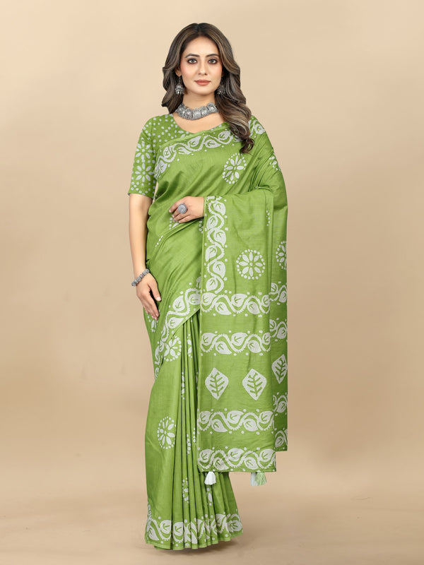 Hand Batik Printed Saree For Women