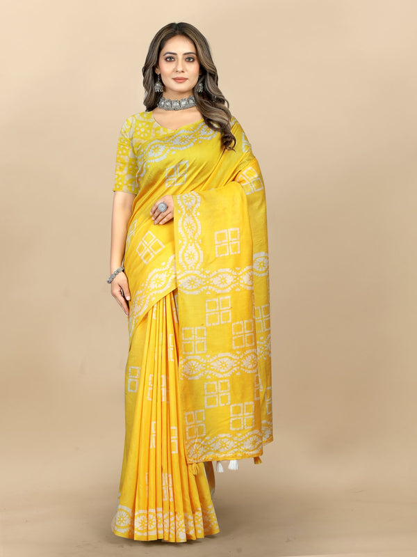 Hand Batik Printed Saree For Women