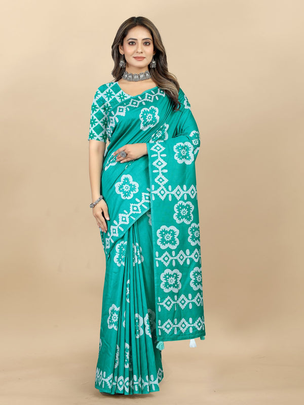 Hand Batik Printed Saree For Women