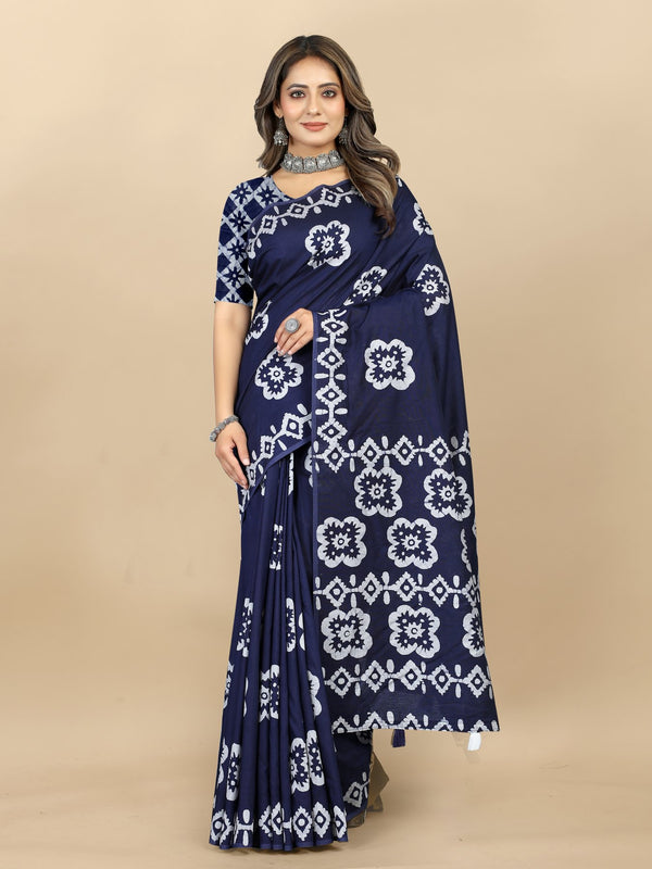 Hand Batik Printed Saree For Women