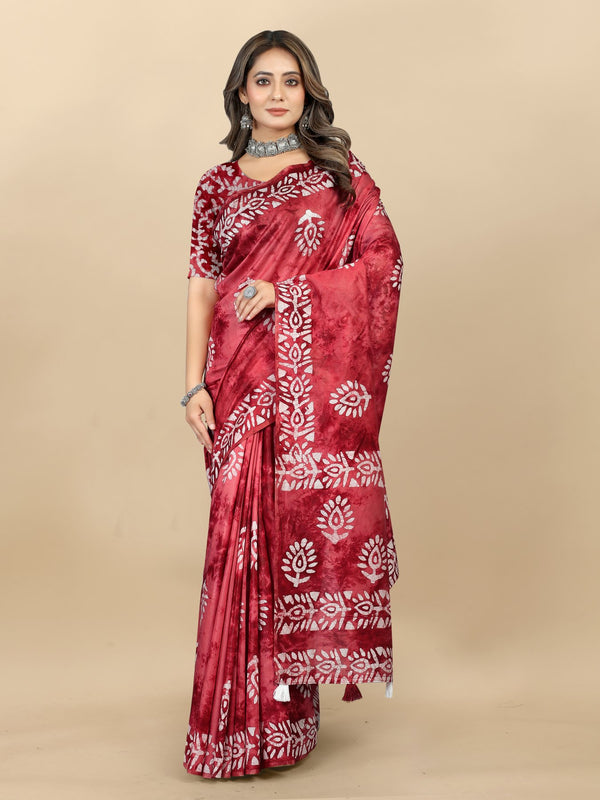 Hand Batik Printed Saree For Women