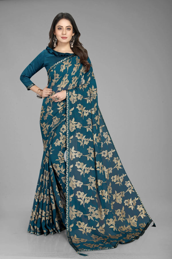 Georgette Rich All Over Foil Print Saree