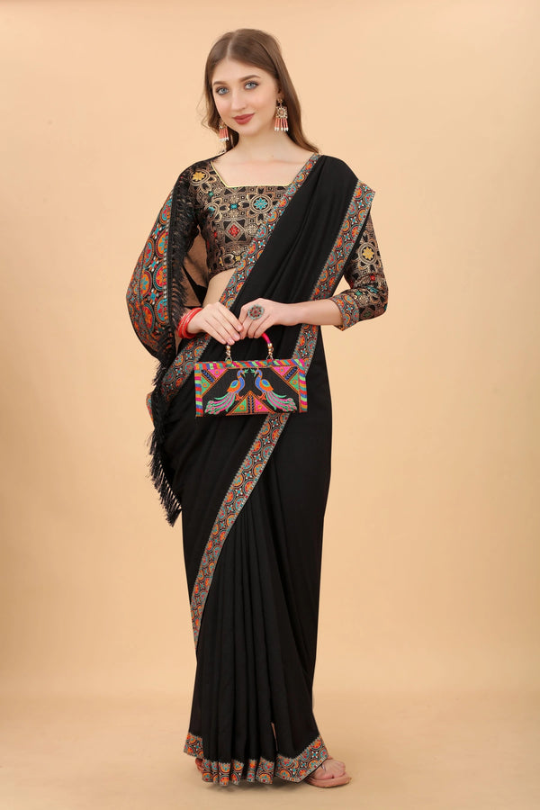 VICHITRA SILK SAREE & JACQUARD WORK LACE