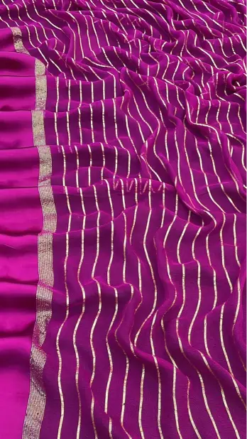 Elegant Viscose Saree with Gold Stripes and Border