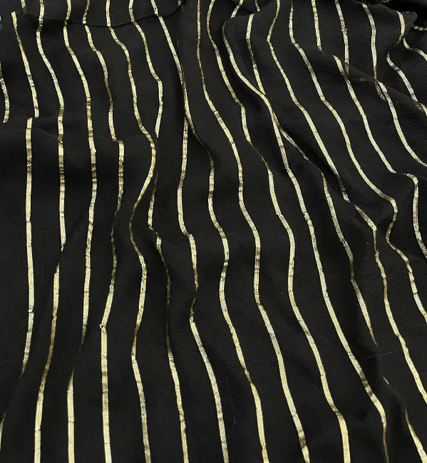 Elegant Viscose Saree with Gold Stripes and Border