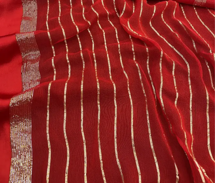 Elegant Viscose Saree with Gold Stripes and Border