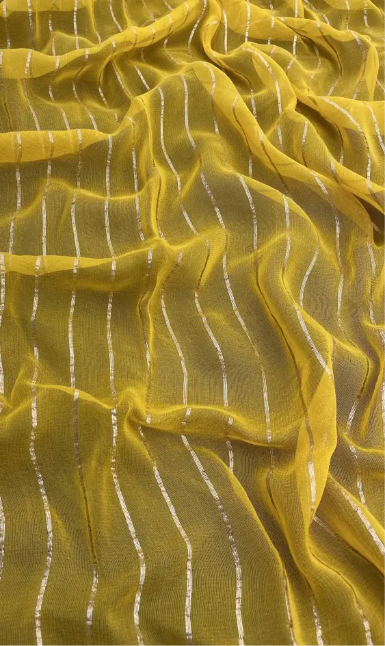 Elegant Viscose Saree with Gold Stripes and Border