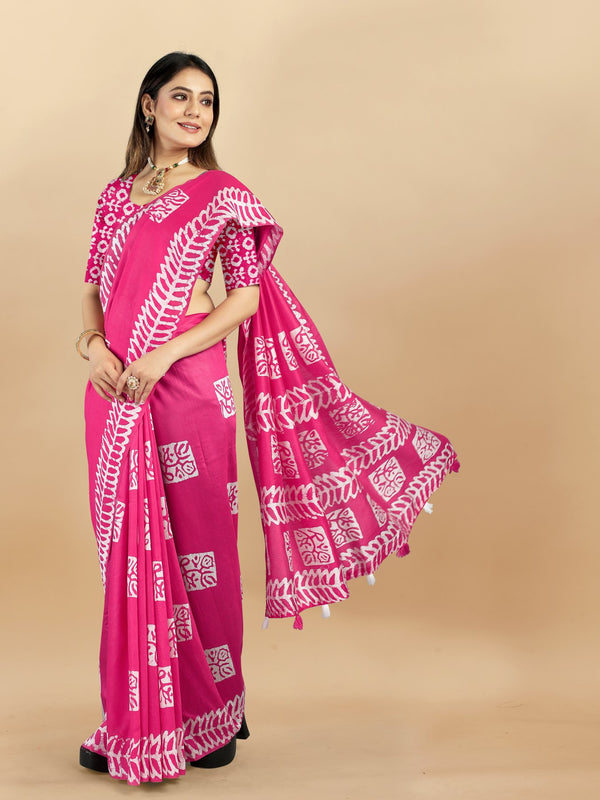 Hand Batik Printed Saree For Women