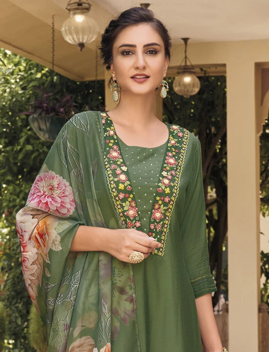 Embellished Chandari Kurta Set with embroidery work