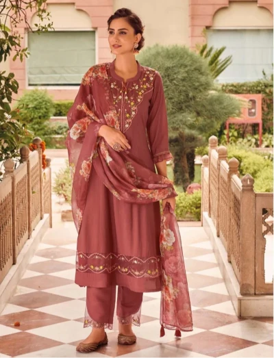 Embellished Chandari Kurta Set with embroidery work