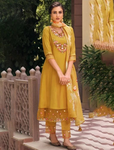 Embellished Chandari Kurta Set with embroidery work