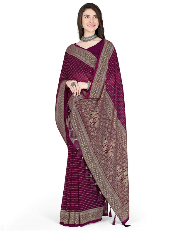 Trendy Women Foil Work Saree