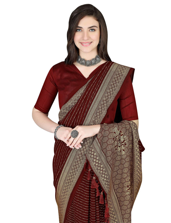 Trendy Women Foil Work Saree