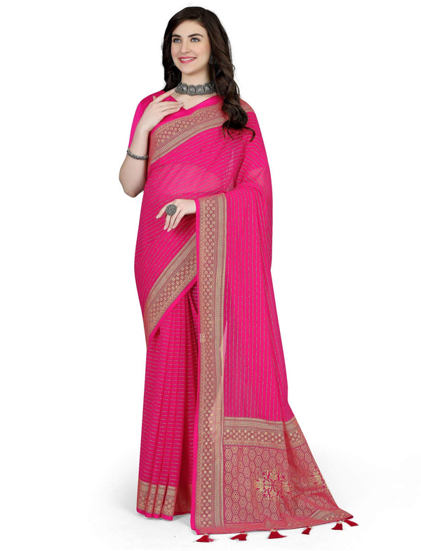 Trendy Women Foil Work Saree