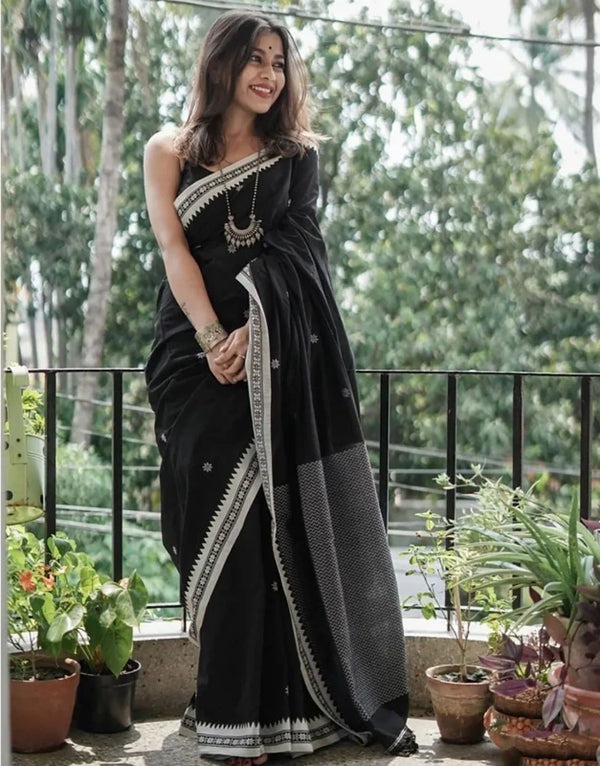 Soft Lilan Slab attractive saree - Black