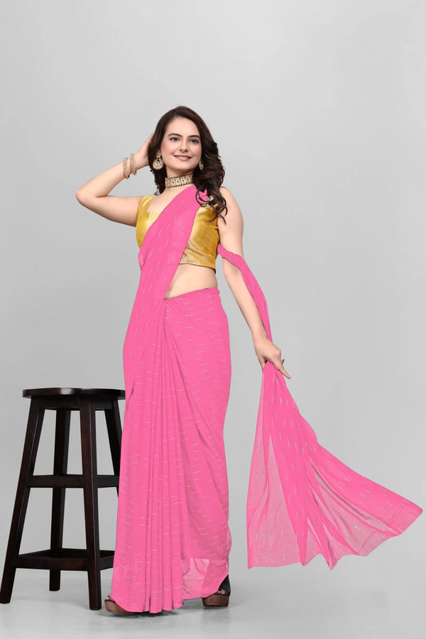 Elegant Solid Viscose Saree - Baby Pink