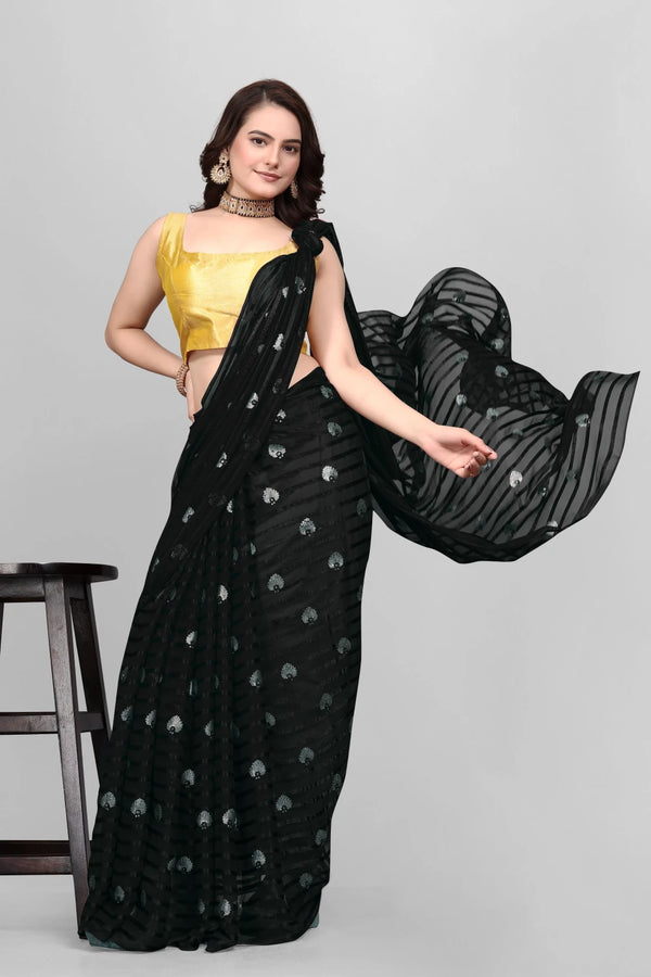 Elegant Partyware Viscose Saree- Black