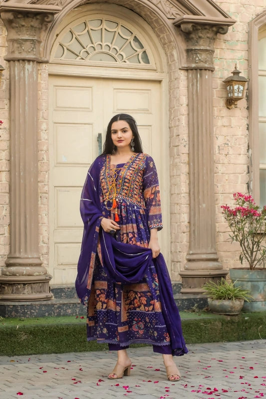 Georgette Suit Set with hand embroidery and kodi work