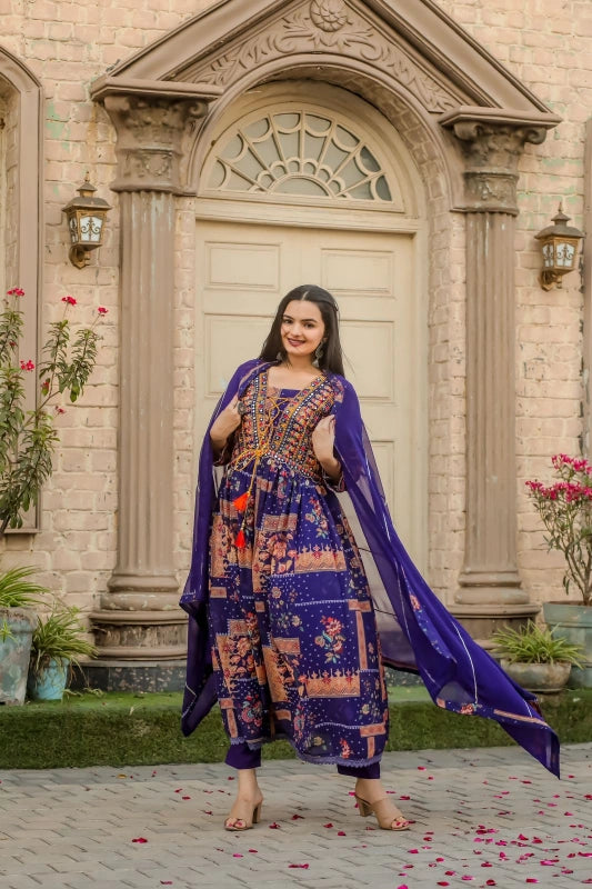 Georgette Suit Set with hand embroidery and kodi work