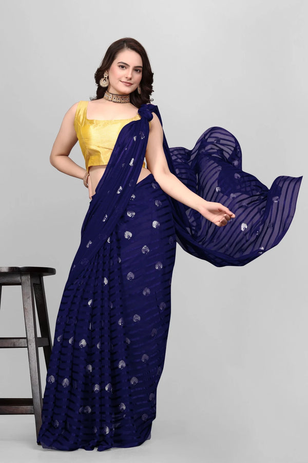 Elegant Partyware Viscose Saree- Navy Blue