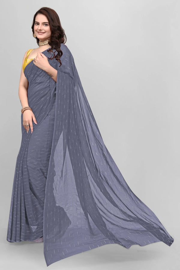 Elegant Solid Viscose Saree - Grey