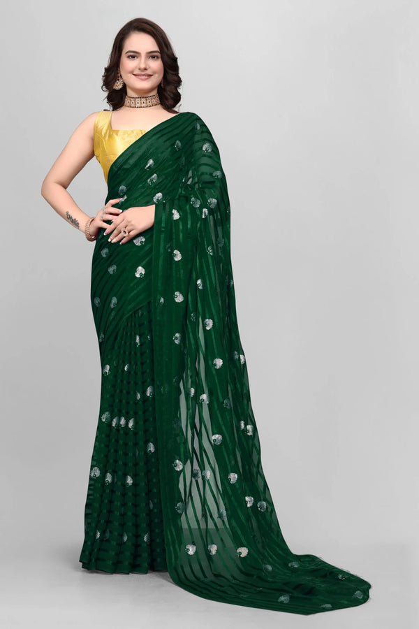 Elegant Partyware Viscose Saree- Green