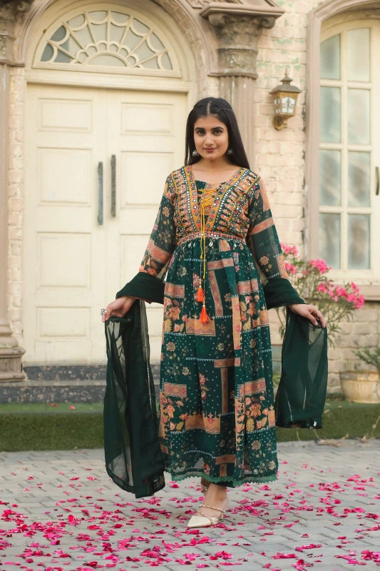 Georgette Suit Set with hand embroidery and kodi work