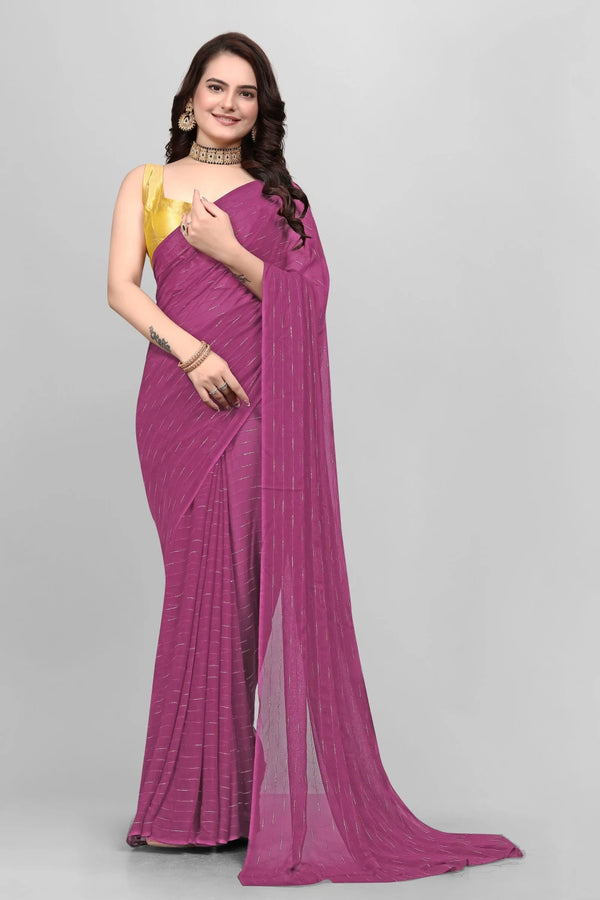 Elegant Solid Viscose Saree - Light Pink