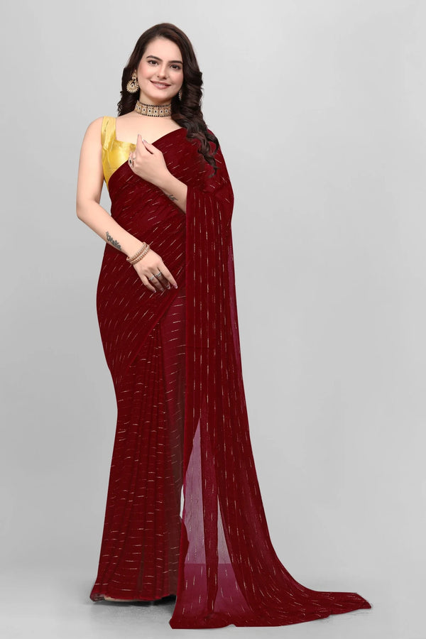 Elegant Solid Viscose Saree - Maroon