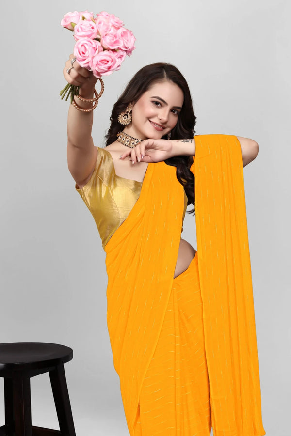 Elegant Solid Viscose Saree - Mustard