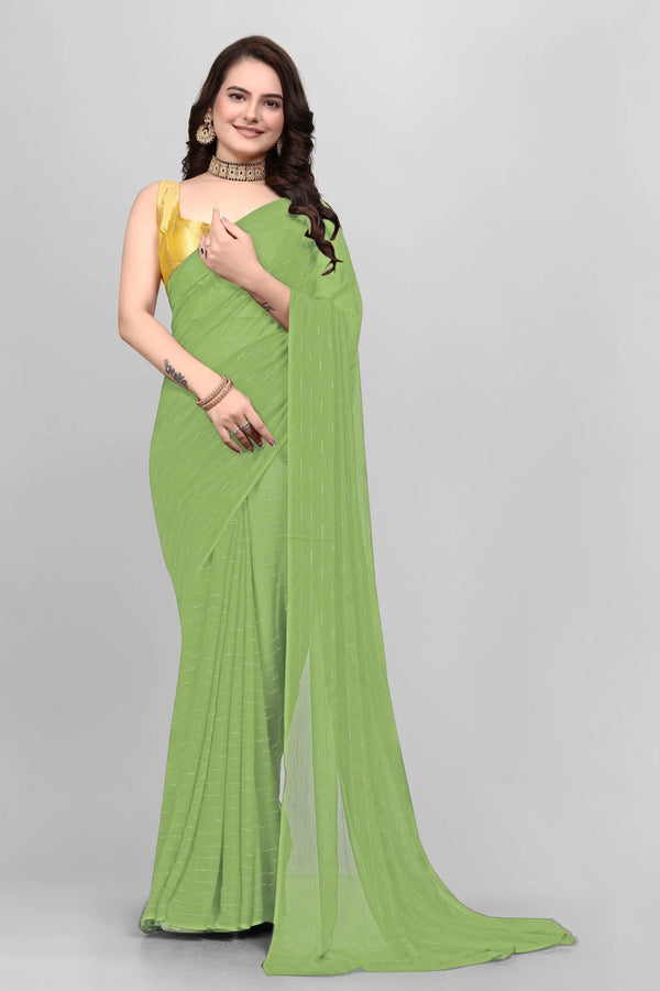 Elegant Solid Viscose Saree - Pista