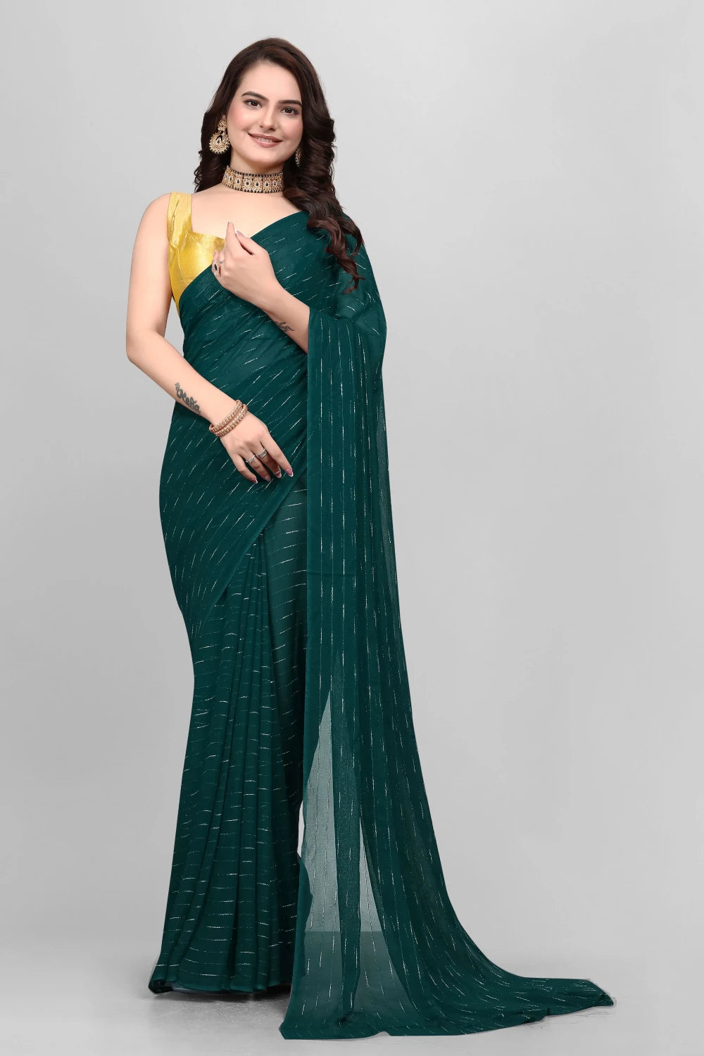 Elegant Solid Viscose Saree - Rama