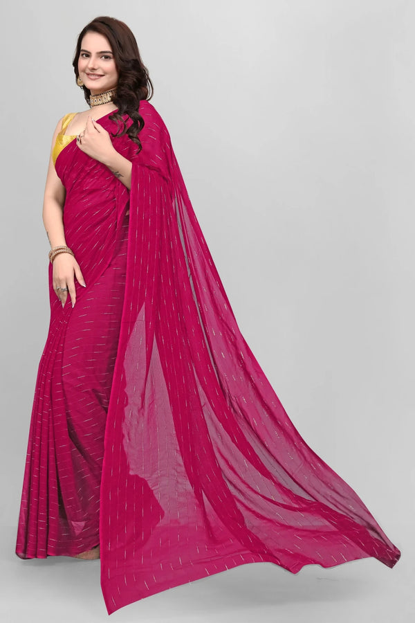 Elegant Solid Viscose Saree - Rani