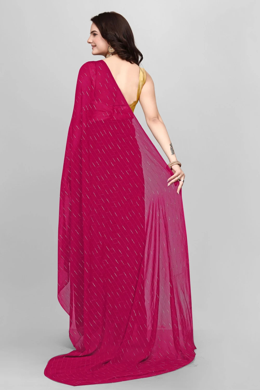 Elegant Solid Viscose Saree - Rani