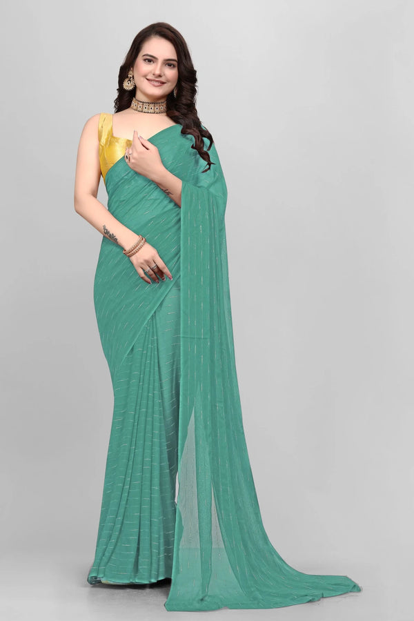 Elegant Solid Viscose Saree - Sea Green