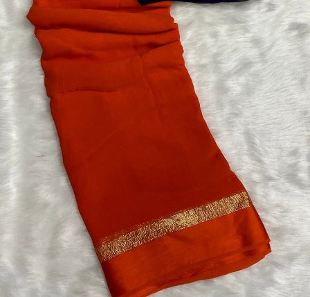 Hand-Dyed Soft Viscose Plain Saree