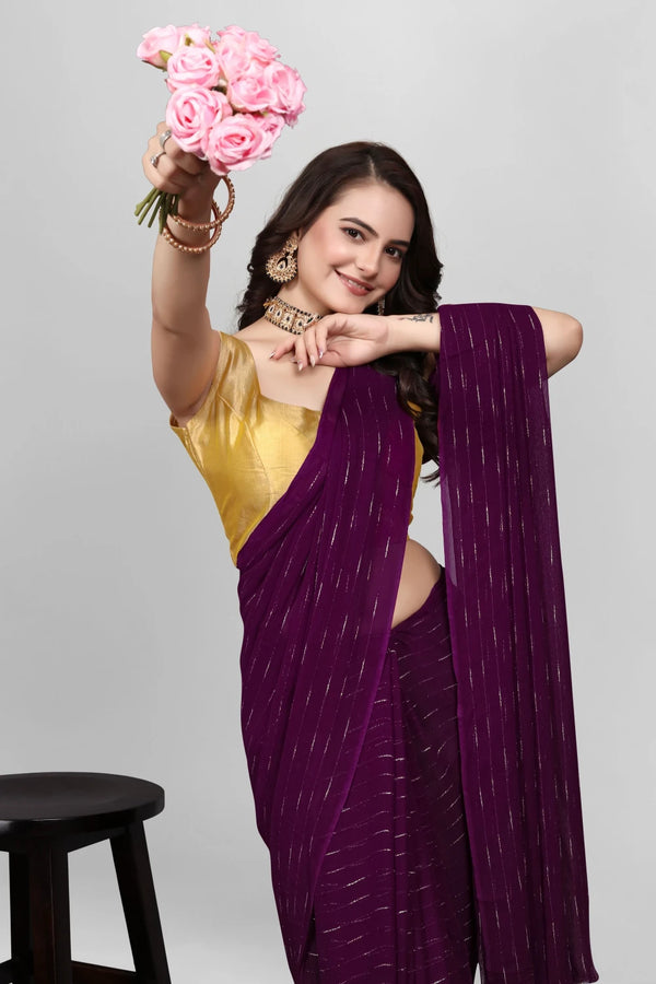 Elegant Solid Viscose Saree - Wine